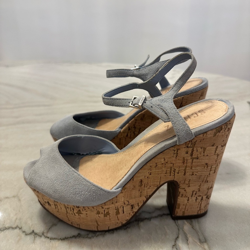 SCHUTZ cork and suede heels